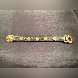 Marc Jacobs Black Leather Belt with Gold Accents Turn Lock Style bracelet.